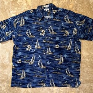 Pierre Cardin Blue Casual Button Down Shirt Nautical Design